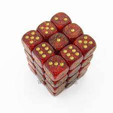 CHX Festive Dice: Rby Red w/ Gold 12mm d6 Block (36ct) 27904