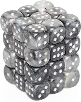 CHX Festive Dice: Light Smoke w/ Silver 12mm d6 Block (36ct) 27978
