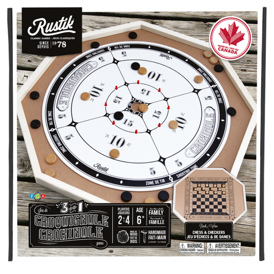 Rustik Crokinole / Chess / Checkers 3-in-1