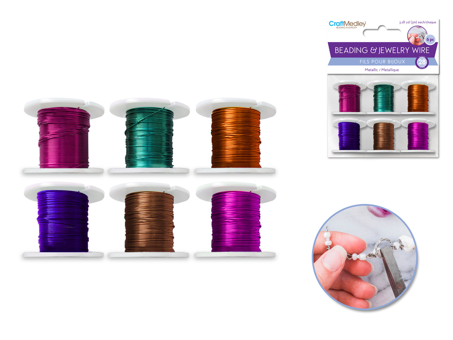 Beading/Jewelry Wire: 28g Metallic 6 Spools Asst 3m/Spool B) Glam