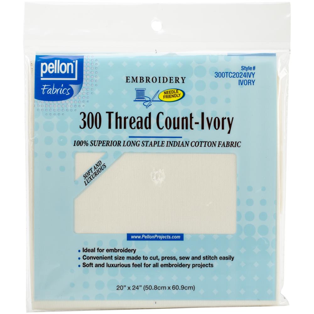 Pellon 300 Thread Count Cotton Fabric For Embroidery - White 20"X24"