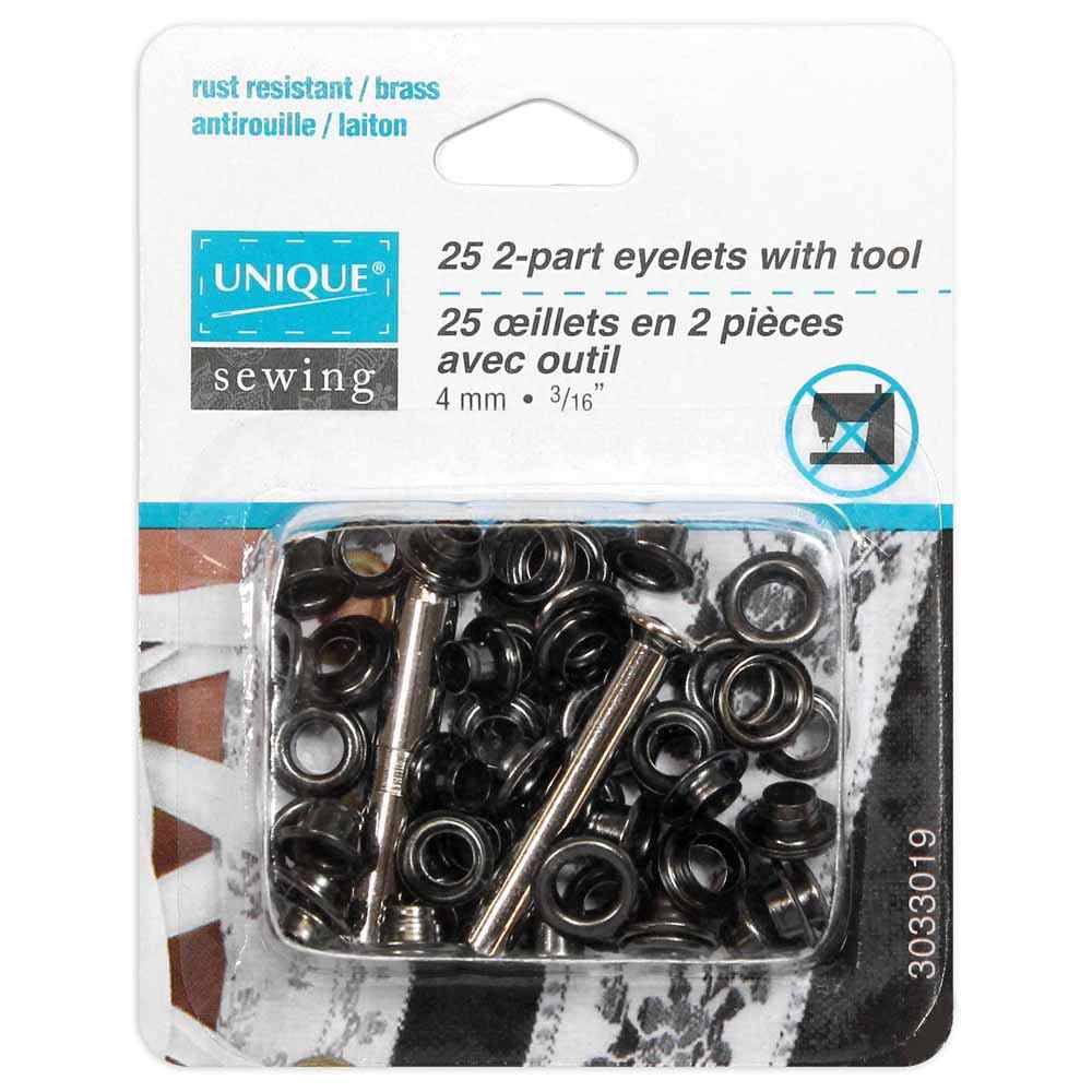 UNIQUE SEWING 2-Part Eyelets with Tool - 4mm (3/16″) -