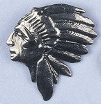 Pendant Native Head 33x31mm Antique Silver LF