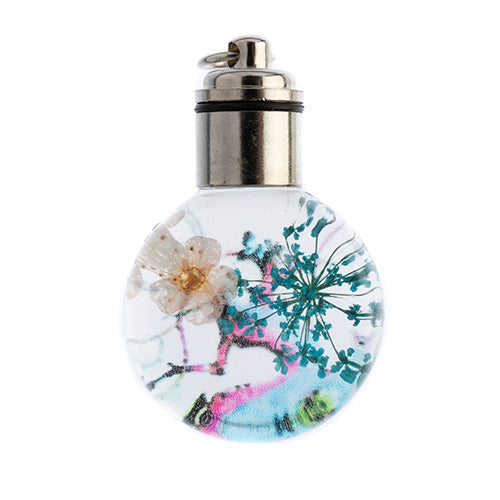 Dried Flower Glass Pendants Assrt. 25mm 4pc Battery Light