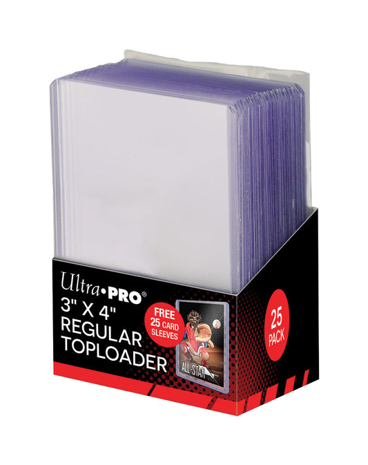 Ultra Pro 3 X 4 Regular Clear Toploader with Card Sleeves 25ct "Combo"