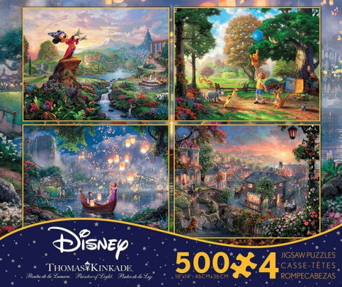 Ceaco Thomas Kinkade Disney  4 in 1 Puzzle Set (500 Pieces) 3666-1