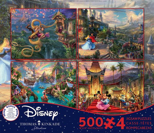 Ceaco Thomas Kinkade Disney  4 in 1 Puzzle Set (500 Pieces) 3674-1