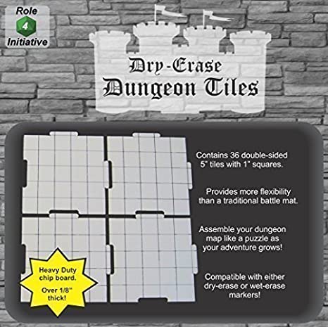 Dry Erase Dungeon Tiles, White -5"