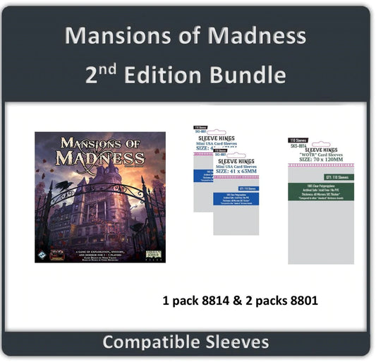 "Mansions of Madness (2nd Edition)" Compatible Sleeve Bundle (8801 X 2 + 8814 X 1)
