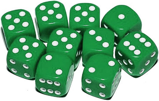 Chessex (25605): OPAQUE 12D6 GREEN/WHITE 16MM