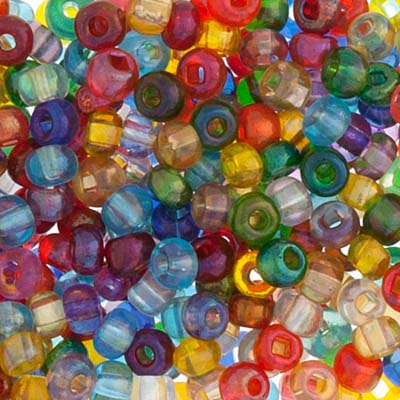 CZECH SEEDBEAD APPROX 22g VIAL 6/0 TR IRIDESCENT ASSORTED