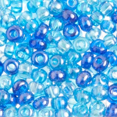 CZECH SEEDBEAD APPROX 22g VIAL 6/0 BLUE/AQUA LUSTER MIX