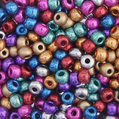 CZECH SEEDBEAD APPROX 22g VIAL 6/0 METALLIC MULTI