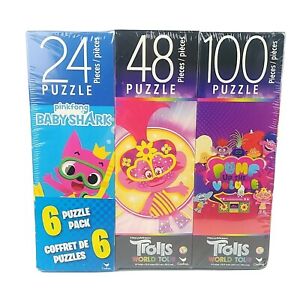 Spin Master Kids Puzzle 6 Pack 24-100 Piece Baby Shark Marvel Paw Patrol