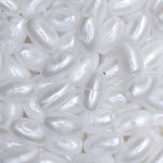 Rosary Oval Oat Beads 9x6mm Pearlized White