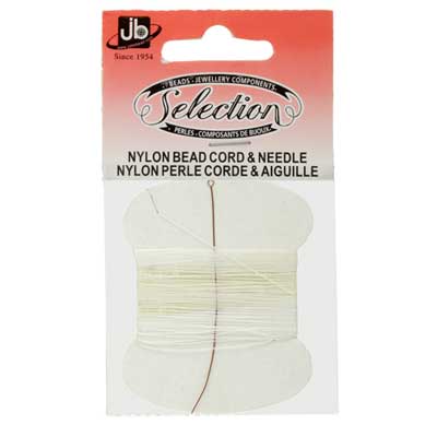 Nylon Beading Cord w/Needle White 5 meters