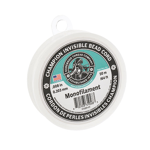 Gudebrod Champion Invisible Bead Cord Monofilament .008in (0.203mm) diameter 50m (164ft)