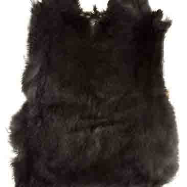 Rabbit Fur Skin - Black apx 15x15in