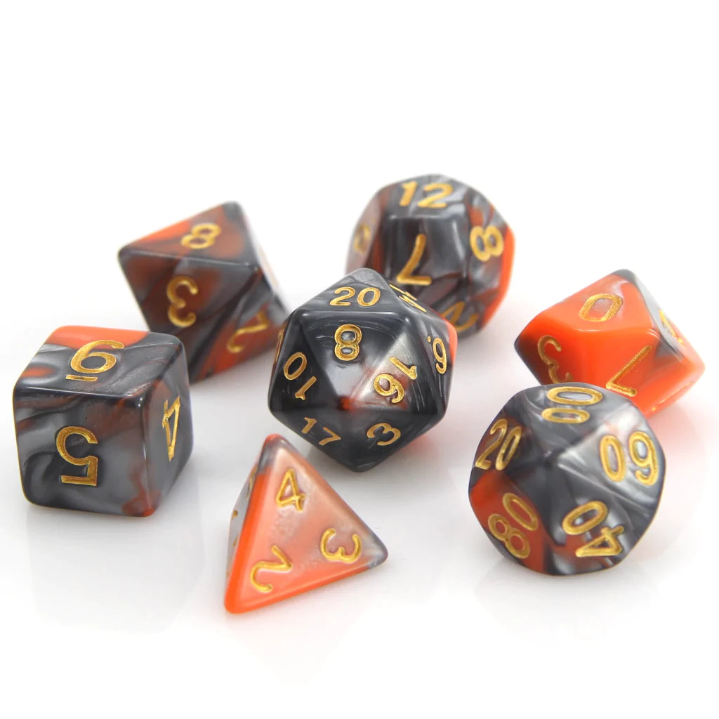 7 Piece RPG Set - Silver and Orange Alloy