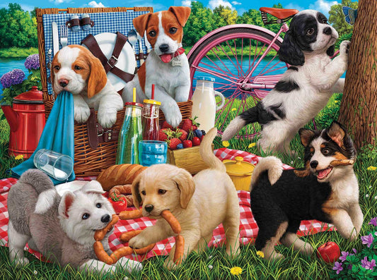 Sunsout 500pc Puzzle - Puppies on a Picnic