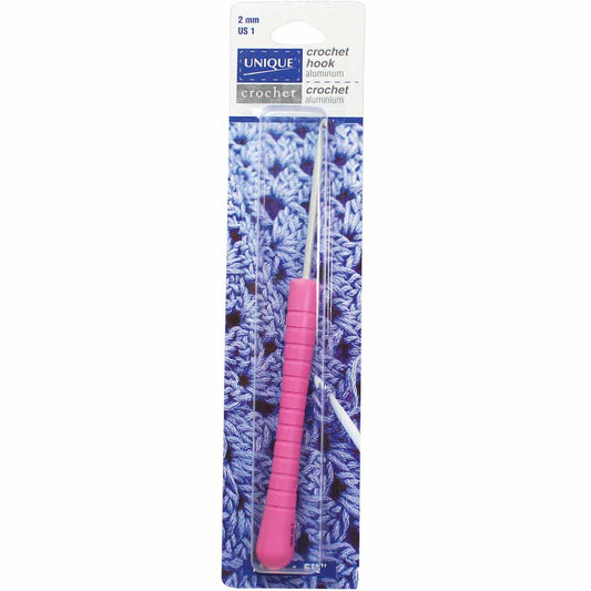 UNIQUE CROCHET Easy Grip Crochet Hooks 14cm (6″) Aluminum - 2mm/US 1