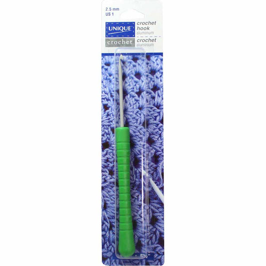 UNIQUE CROCHET Easy Grip Crochet Hooks 14cm (6″) Aluminum - 2.5mm/US B