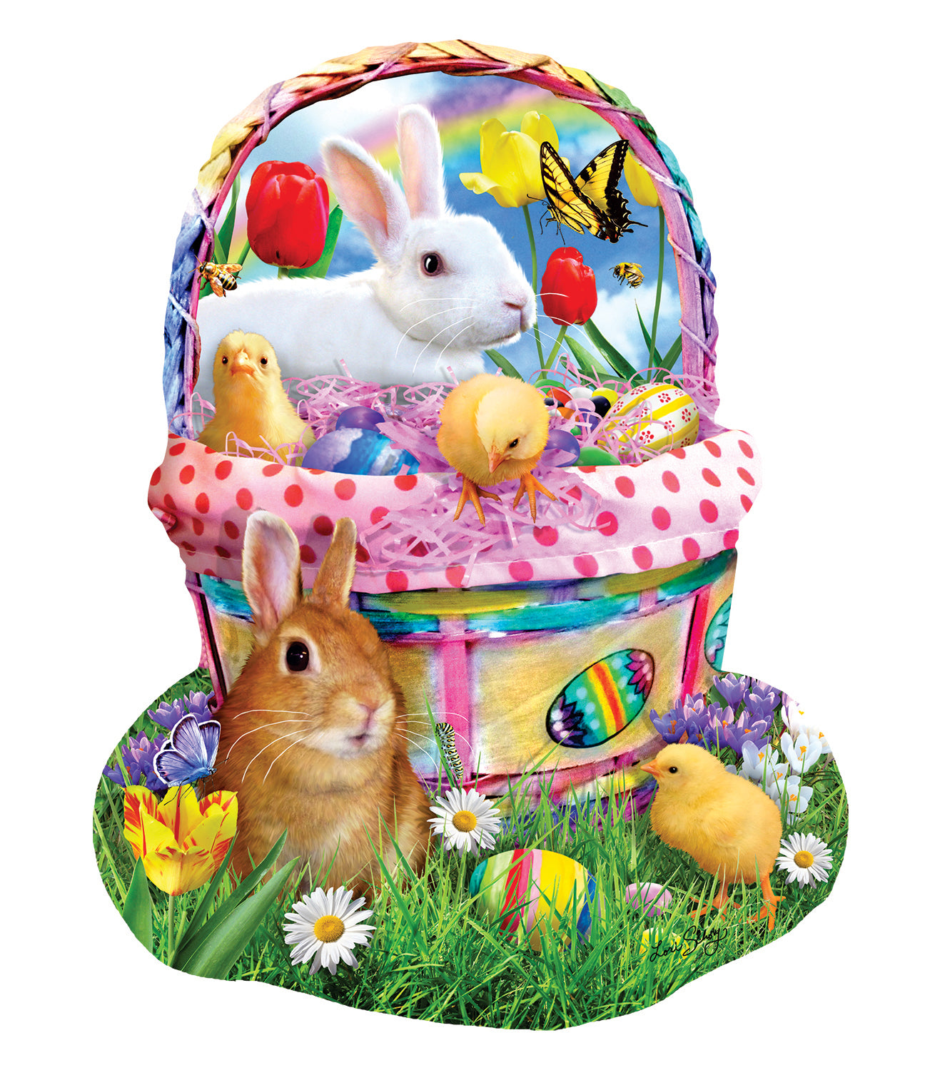 Bunny's Easter Basket- 1000pc Shaped Jigsaw Puzzle