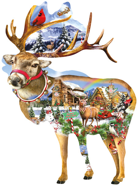 Reindeer Training Shaped 800 Piece Puzzle