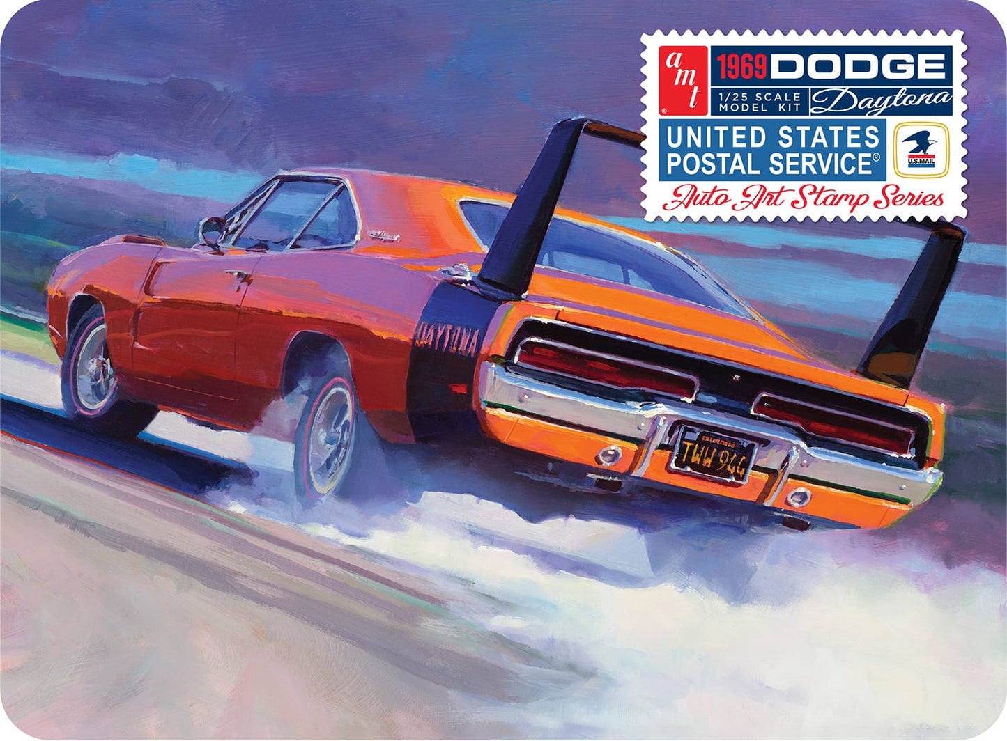 AMT 1969 DODGE CHARGER DAYTONA (USPS STAMP SERIES COLLECTOR TIN) 1:25 SCALE MODEL KIT