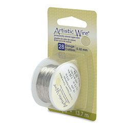 Artistic Wire, 28 Gauge / .32 mm Tarnish Resistant Tinned Copper Craft Wire, Silver Color,