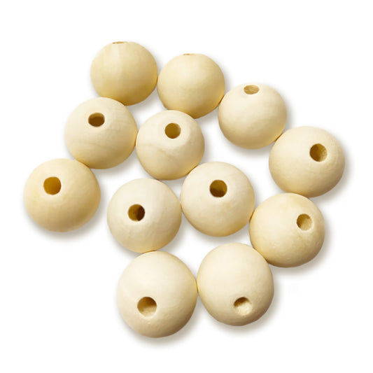Wood Beads Round Natural - 25mm - 12pc