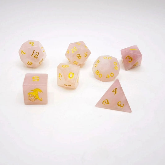 Rose Quartz 7pc Stone Dice