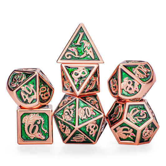Copper Emerald Metal D&D Dice