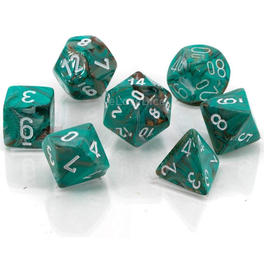 Marble: Mini 7pc Polyhedral Oxi-Copper / white