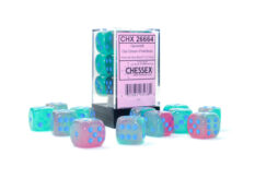 Chessex (26664): D6: 12mm: Gel Green-Pink/blue Luminary