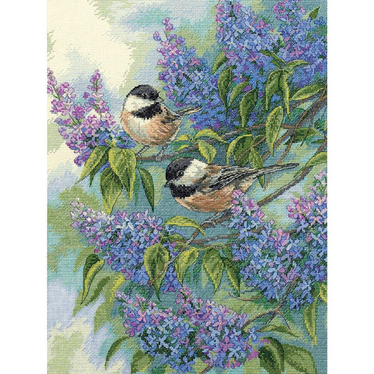 Dimensions Gold Collection Counted Cross Stitch Kit 12"X16" Chickadees & Lilacs