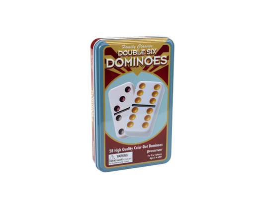 Dominoes: Family Classics Double Six Color Dot Dominoes in Tin