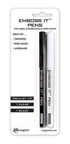 Ranger EMP20653 Inkssentials Set of 2 Embossing Pens, Black & Clear