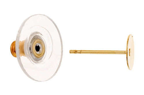 Ear Studs Flat & Barrel Clutch w/plastic LF/NF Gold