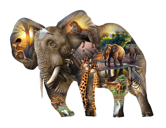 Elephant Habitat Shaped 1000pc Puzzle