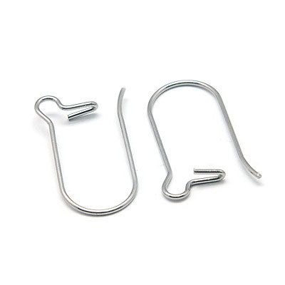 Kidney Earring Wires - Silver - 20mm - 12pc