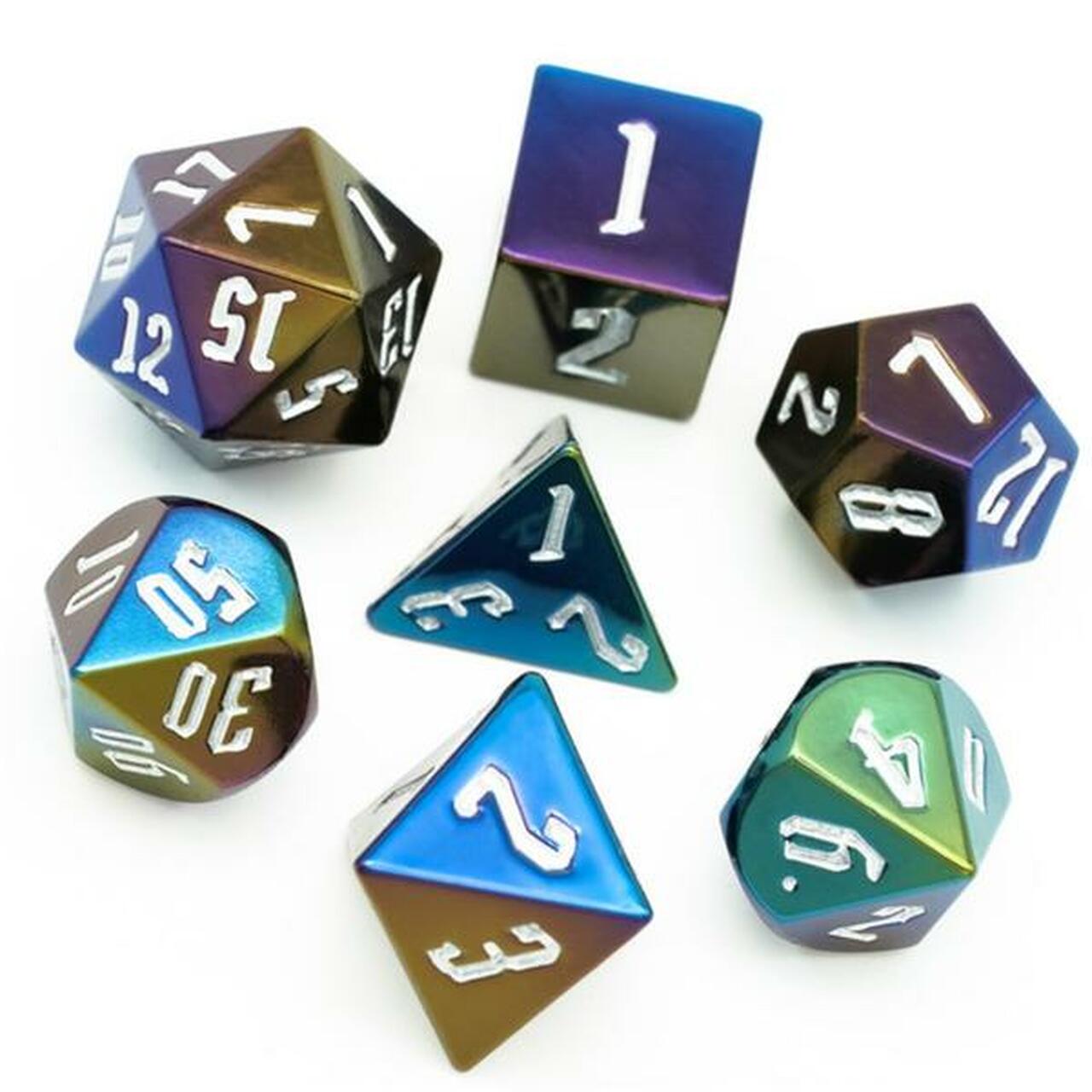 Jumbo Metallic Dice Set with Silver Font