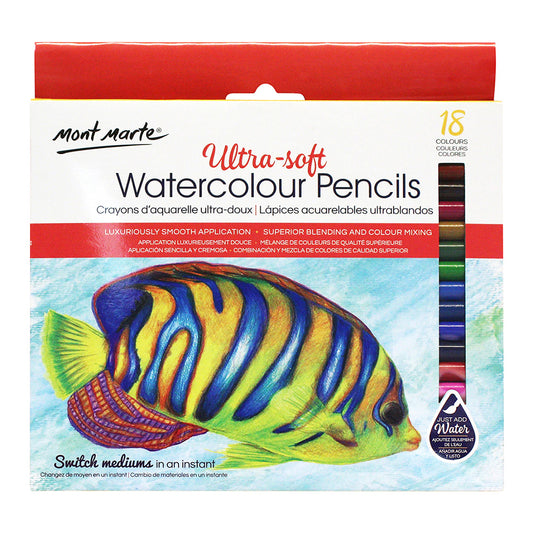 MONT MARTE Ultra-Soft Watercolour Pencils - 18pcs