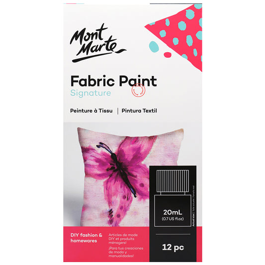 MONT MARTE Signature Fabric Paints Set - 12pcs x 20ml (0.7 oz)