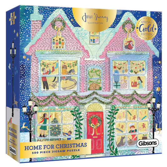 HOME FOR CHRISTMAS - GOLD FOILED EDITION 500 PIECE CHRISTMAS JIGSAW PUZZLE