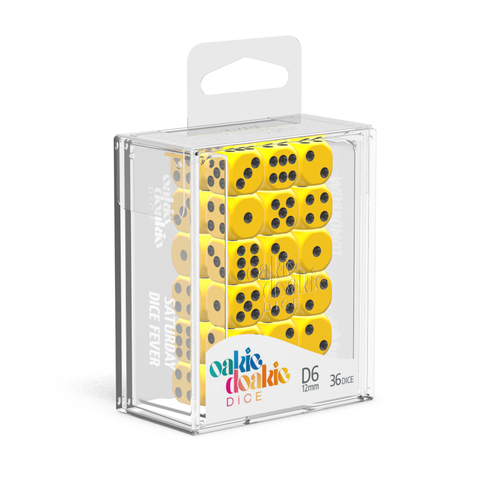 Oakie Doakie Dice D6 12 MM SOLID - YELLOW (36)