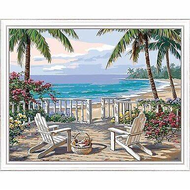 PAINT BY NUMBERS - Coastal View Chairs by the Ocean