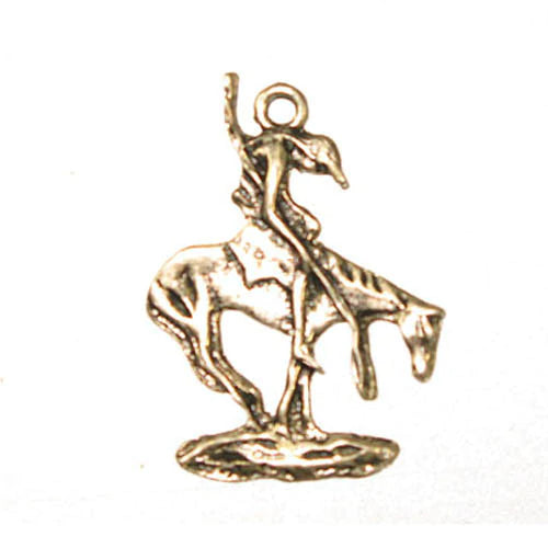 Pendant - Native on Horse w/Spear Antique Silver LF/ NF