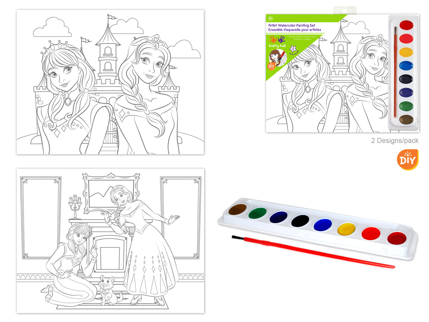 Krafty Kids Kit: 'DIY' Lil' Artist Watercolor Painting Set 2Asst/Pk