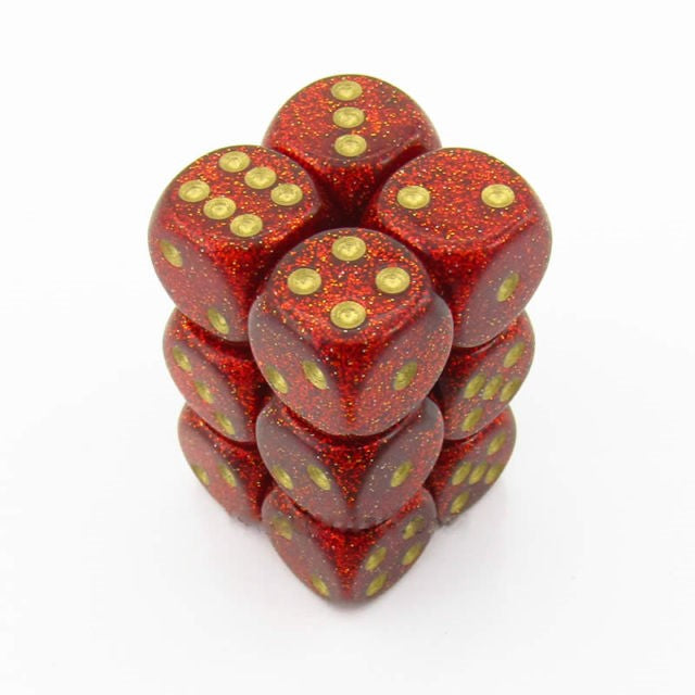 Chessex (27704): D6: 12mm: Ruby Red/Gold